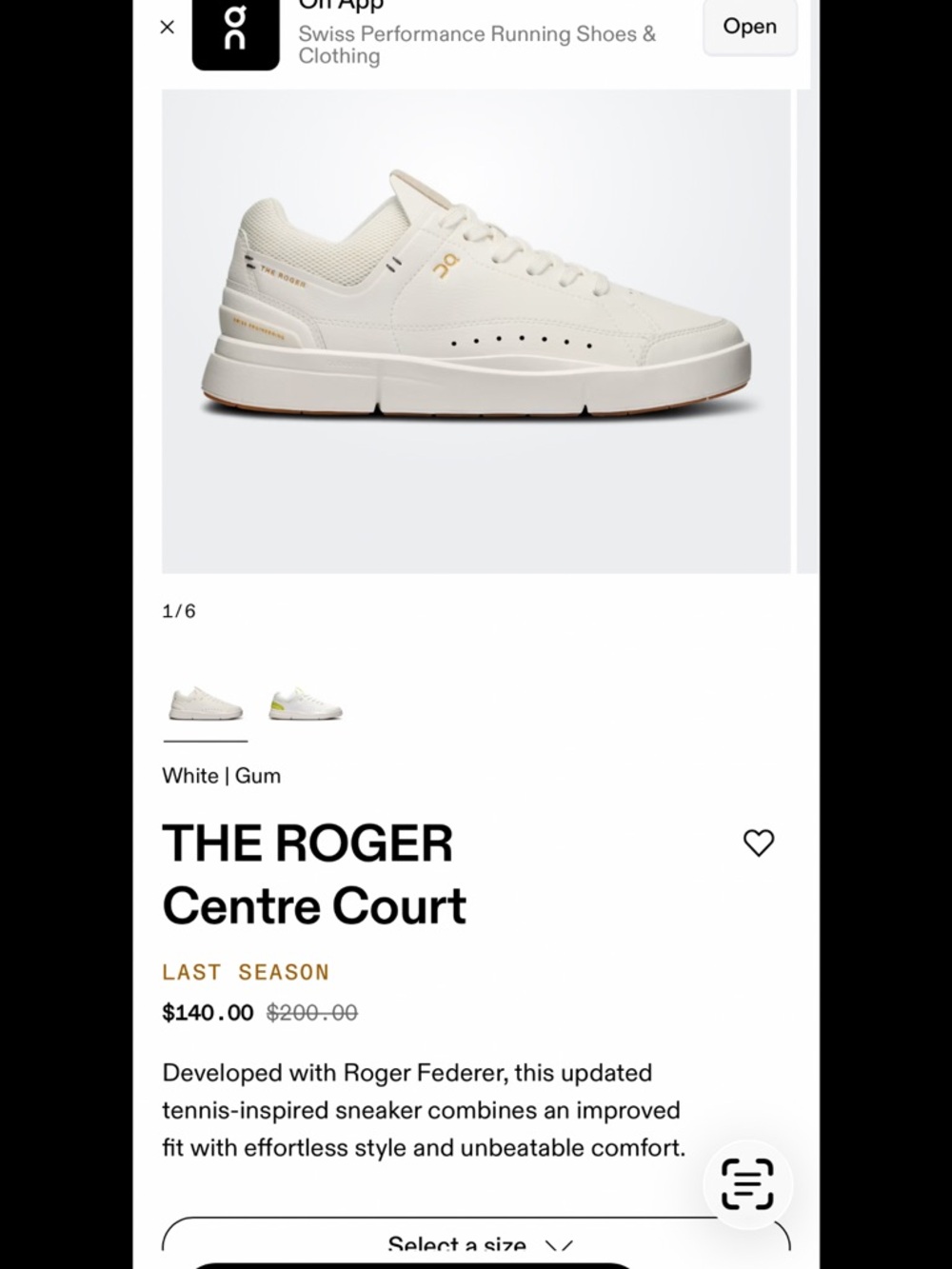 On Running The Roger Centre Court sz 6 w new in box